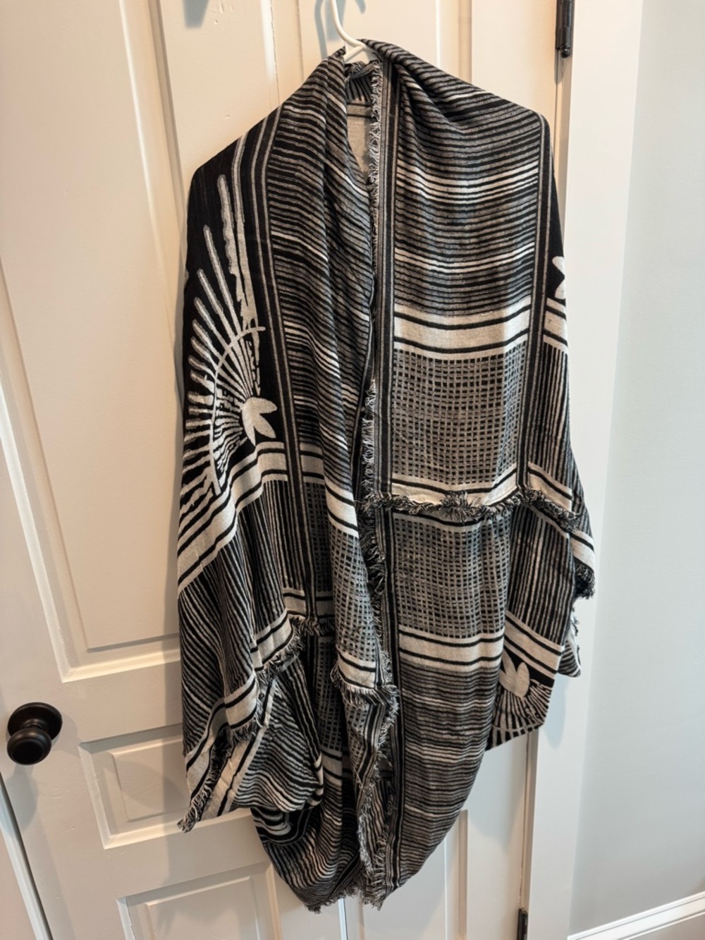 Black & White Patterned Fringe Wrap